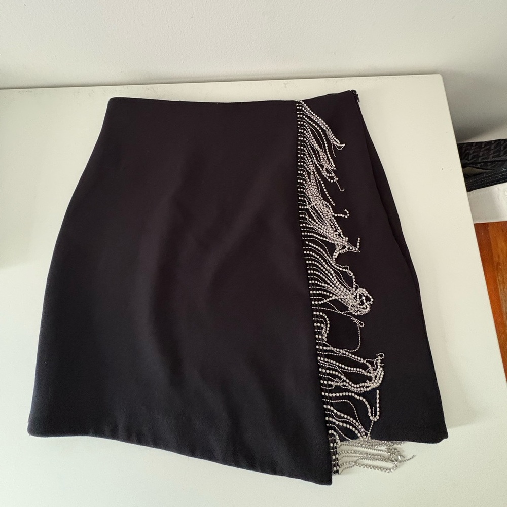 Black Mini Skirt with Beaded Detail